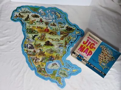 Vintage Waddingtons Jig Map Jigsaw Of North America - 340 Pieces Complete • £5
