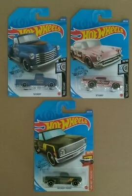 NEW HOT WHEELS - 3 X CHEVY 1952 1957 + 1969 PICKUP • $16.20