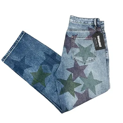 NEW Twillmkt  Men's Size M Blue Jeans All Over Stars Print Straight Denim NWT • $21.04
