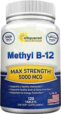 ASquared Nutrition Vitamin B12-5000 MCG Supplement With Methylcobalamin...  • $47.95