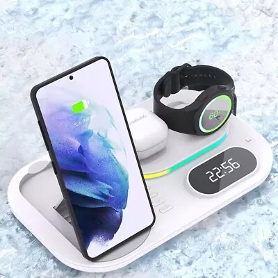 5 In 1 Wireless Charger Dock Station Apple IWatch AirPods Qi Device White RGB • $34.99