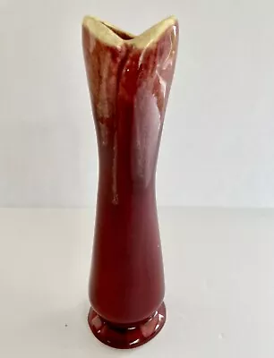 Vintage Art Pottery Burgandy Red Bud Vase Drip Glaze 6  (Maybe Red Wing Pottery) • $15