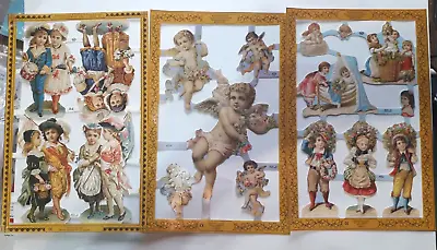 3 Vintage Mamelok Scraps Sheets Children Cherubs 1987 Journal Scrapbook Card Mak • £4.95