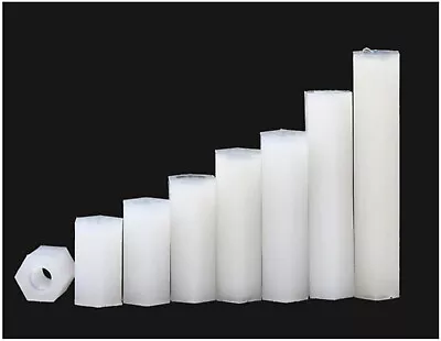 US Stock 50pcs M3 X 12mm  Nylon Hexagonal Pillar Nut Tapped Spacer White • $13.70