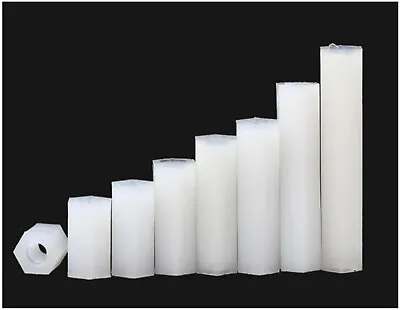 US Stock 50pcs M3 X 18mm  Nylon Hexagonal Pillar Nut Tapped Spacer White • $13.87