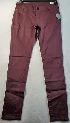 Vanity Jeans Womens Size 30W Burgundy Cotton Pockets Flat Front Logo Slim Fit • $19.88