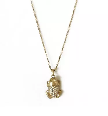 J. Crew Crystal Gold Frog Charm Necklace 32” • $19.99