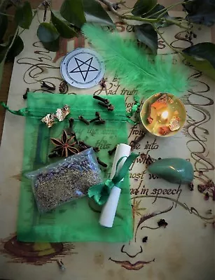 Wealth Spell Kit  Ritual Magic Money Witchcraft Wicca Pagan Handmade Candle • £4.99