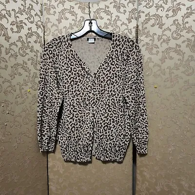 J. Crew Brown Leopard Animal Print Cardigan Sweater Size Small S • $19.99