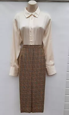 £6.99 • Buy Pencil Skirt,brown Check,ww2,30s,40's,50's,60's,80s Vintage Style,m&s,size 14-16
