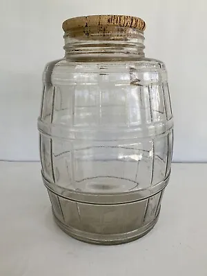  Vintage Pickle Jar Glass Duraglass Barrel Clear Glass Country Store Large 13  • $65