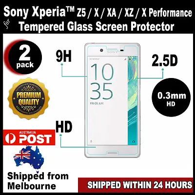 $7.99 • Buy 2x Tempered Glass Screen Protector Film For Sony Xperia Z5 X XA XZ X Performance