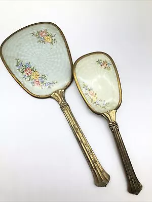 Vintage Vanity Dresser Set Of Brush Mirror Victorian Gold Tone Floral • $0.99