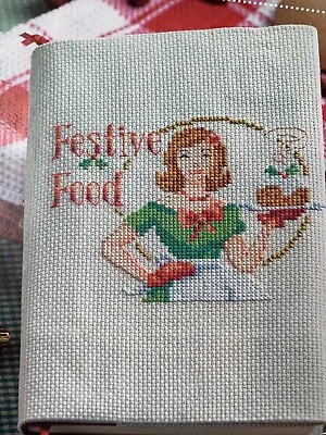 Festive Food Recipe Book Cover 1950s Christmas Cooking Lady Cross Stitch Chart • £1.39