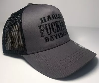 New Harley Fuckin Davidson Gray Trucker Baseball Cap Hat Retro Vintage Style • $30.99