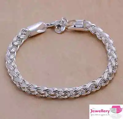 925 Sterling Silver 4mm Spiga Wheat Chain Bracelet Jewellery Womens Ladies Gifts • £5.35