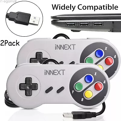 2Pack Retro SNES USB Wired Controller Gamepad Joystick For PC MAC Raspberry Pi • $7.99