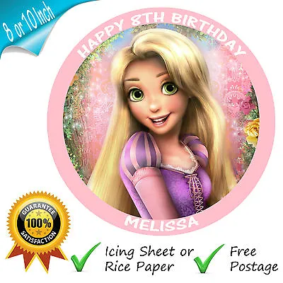 £4.25 • Buy Tangled Rapunzel Disney Princess Round Personalised Printed Cake Topper