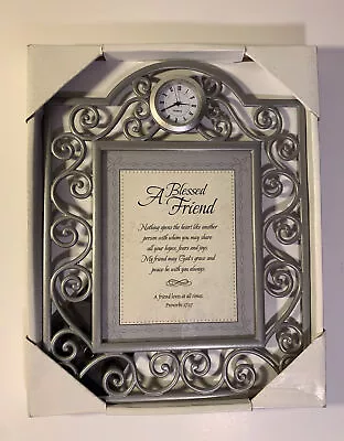 A Blessed Friend Beautiful Frame With Clock And Scripture Silver • $17.95