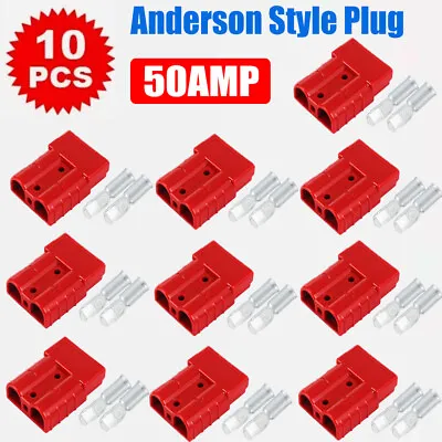 $16.99 • Buy 10× Anderson Style Plug Connectors 50 AMP 6AWG 7AWG 8AWG 9AWG 10AWG 12-24V DC