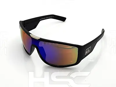 Quiksilver Sports Wrap Shield Sunglasses Black Frame Blue-Orange Mirror NEW • $25