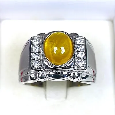 $114.67 • Buy 3.77 Cts. Natural Yellow Sapphire Ring & Topaz Sterling Silver 925 Valentine's
