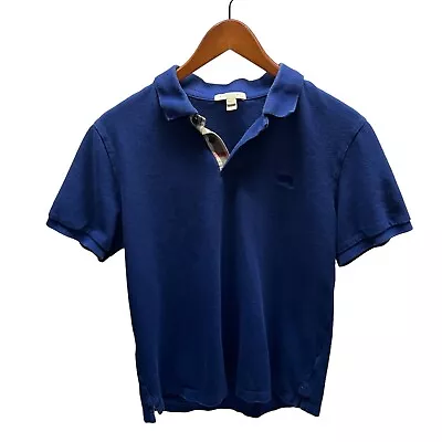 Burberry Brit Polo Shirt Men’s Blue Cotton Golf Shirt Equestrian Large X2 • $24.99