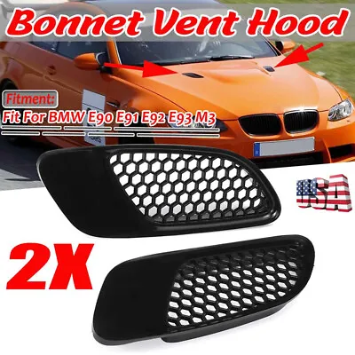 For BMW E90 E91 E92 E93 M3 Pair Gloss Black Hood Vent Air Scoop Bonnet Duct -US • $29.99