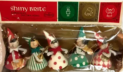 NOS Shiny Brite Chenille Pipe Cleaner Christmas Pixie Elf  OrnamentsJapanMCM • $109.99