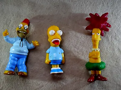 The Simpsons 3x Burger King Toy Figure Bundle Bart 98 Granpa 01 Sideshow Bob 00 • £10
