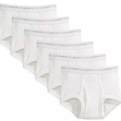 Hanes Boys' White Briefs Value 6-Pack White LRG 28.5-29.5W 95-120 Lbs. • $9.77