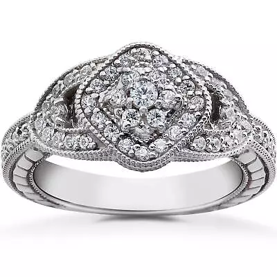 Unique 3/4ct TW Antique Diamond Engagement Ring 10K White Gold • £583.86