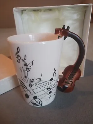 Music Violin Guitar Ceramic Drinkware Mug Coffee Tea Cup W/ Handle Original Box • $5