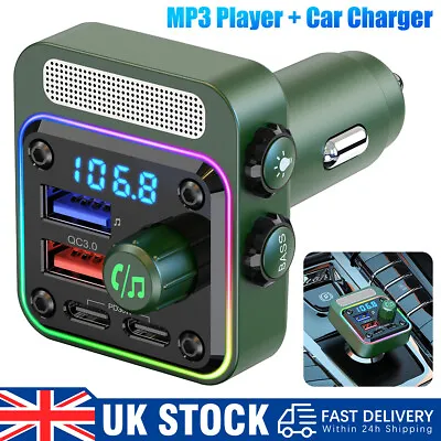 Bluetooth Wireless Car FM Transmitter Adapter MP3 Player Radio 54W USB Charger • £13.99