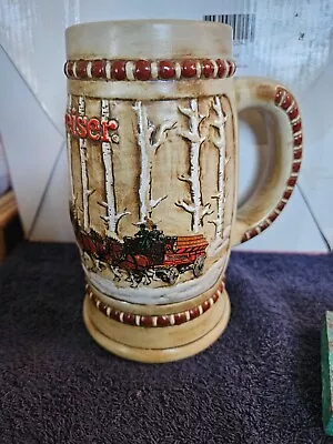 Budweiser 1981  Snowy Woodlands  Vintage Holiday Beer Stein • $47.20