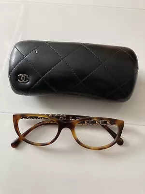 £79.99 • Buy Chanel Glasses Frames Chain Detail & Leather Tortoise Shell Lady Size 51 17 135