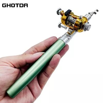 Fishing Rod Reel Combo Set Mini Telescopic Pocket Pen Fishing Rod Pole + Reel • $21.52