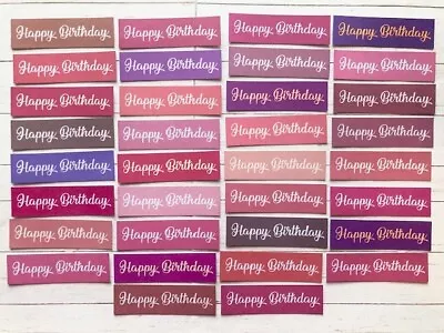 34 Pinks Happy Birthday Card Making Sentiment Banners DIY Craft Supplies Toppers • £3.49