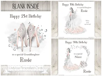 Shoes Lady Personalised Birthday Card Granddaughter Daughter Niece Goddaughter • £3.25