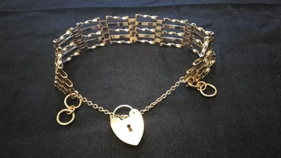 £265 • Buy 9ct GOLD VINTAGE 5 BAR GATE BRACELET LONDON HALLMARKS 1975  11 + GRAMS
