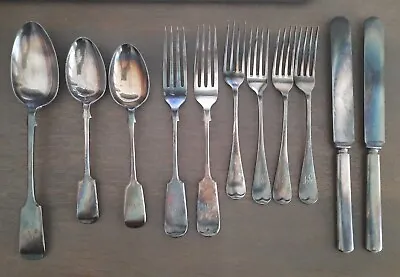 Lot Of 11 Pieces - Vintage Silver Plated Spoons Forks Silverware Flatware DIXON • $30