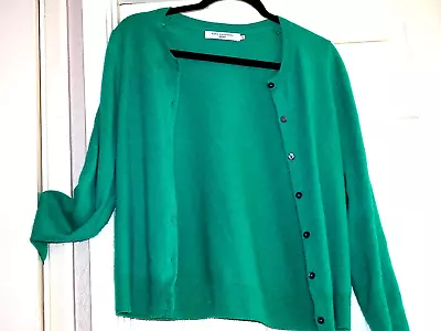 John Lewis Bright Green 100% Cashmere Round Neck Cardigan • £22.95