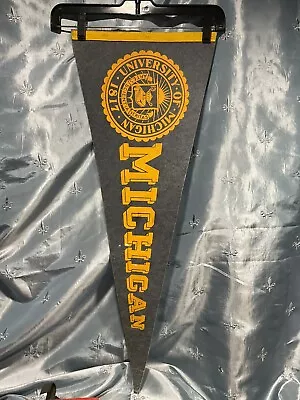 VINTAGE Michigan Team University Wolverines Go Blue Wall Banner Pennant Flag • $26