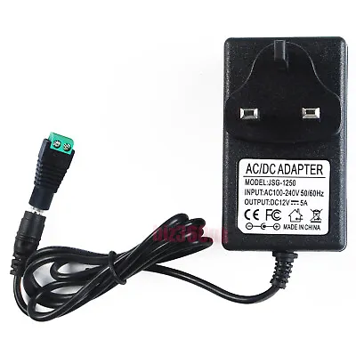 12V 5A AC/DC Power Adapter Power Supply Plug Charger + DC Welding Wire Plug • £7.92