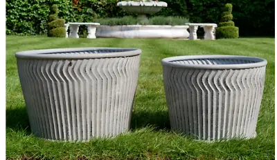 Large Galvanised Metal Garden Planters Ribbed Flower Pots Vintage Dolly Tubs • £64.95