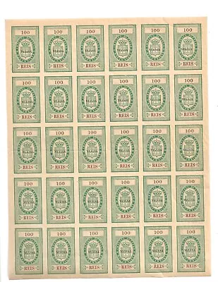 Stamps Nyassa Mozambique 1905 Stamp Duty 100 Reis MNH Pane Of 25 • $0.99