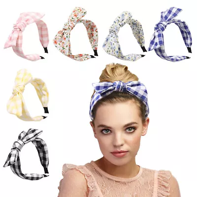 Adult Casual Hair Accessories Rabbit Ears Knotted Plaid Headband Sweet DIY UK • £4.06