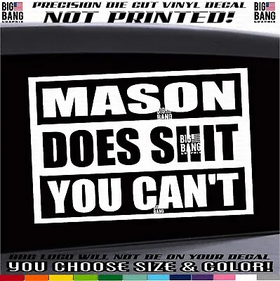 Funny Mason Vinyl Decal Sticker Job Occupation Trades Badass Skill SUV Car Truck • $25.72