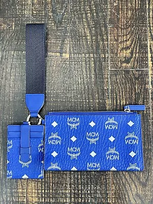 MCM Visetos Multifunction Pouch Blue And White • $140