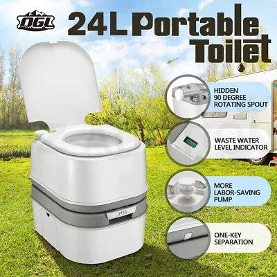 $129.95 • Buy 24L Portable Toilet Camping Travel Mobile Potty Caravan Hiking Boating Flushable